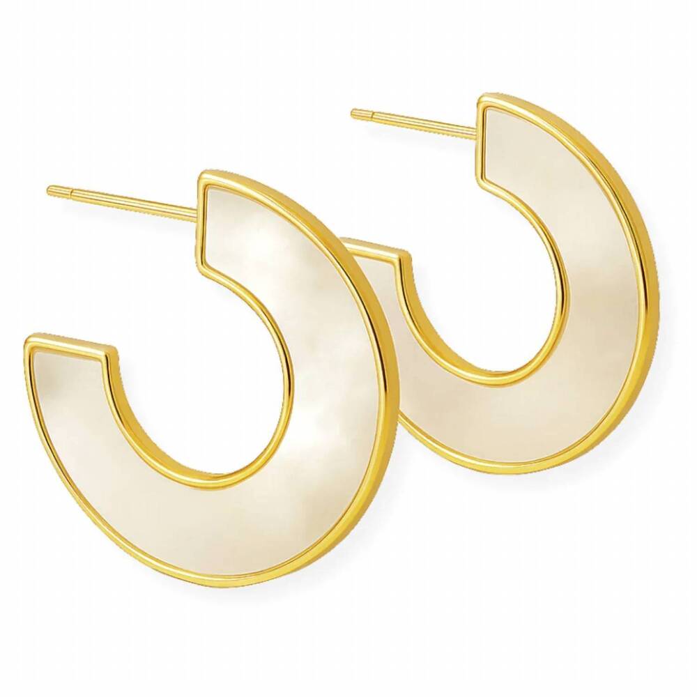 NEW ELLIE VAIL women's dua mother of pearl medium hoop earring in gold